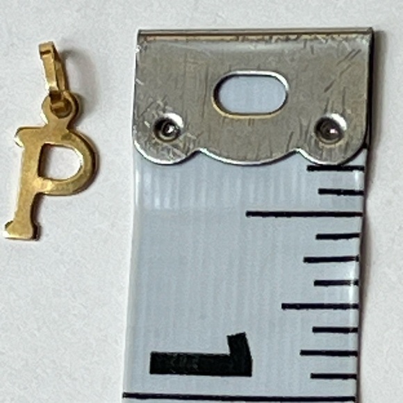 14K YELLOW GOLD VINTAGE INITIAL “P” CHARM PENDANT SIGNED MK - Picture 4 of 6